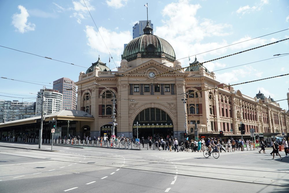 The iconic green dome of Flinders Street Station.