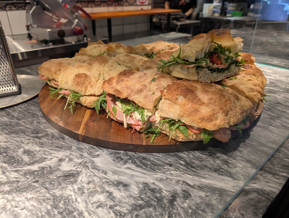 Gourmet sandwiches on a platter
