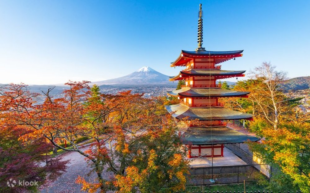 Autumn foliage in Chureito Pagoda in Arakurayama Sengen Park, Yamanashi Prefecture