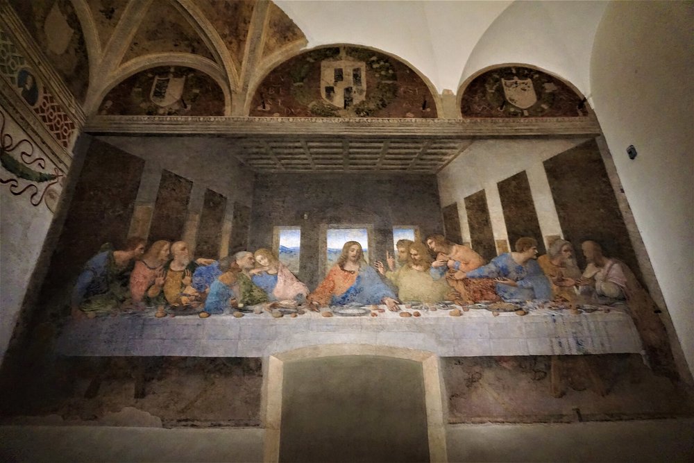 Leonardo da Vinci's mural The Last Supper displayed in the refectory of Santa Maria delle Grazie