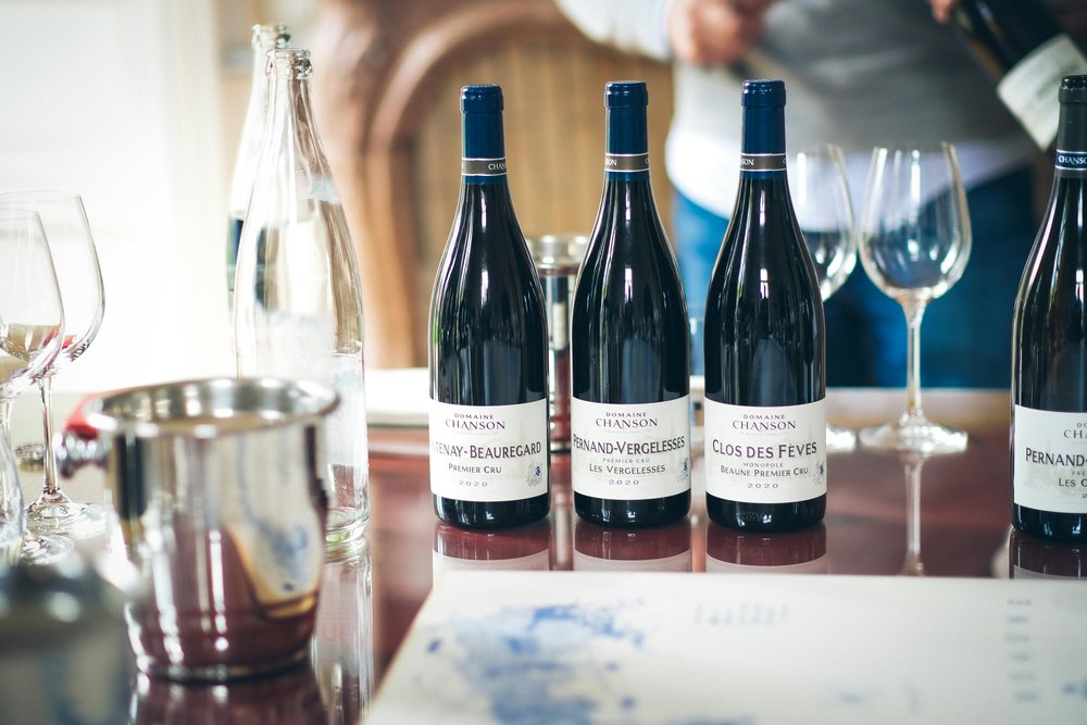 Wine tasting set-up in Beaune, Bourgogne