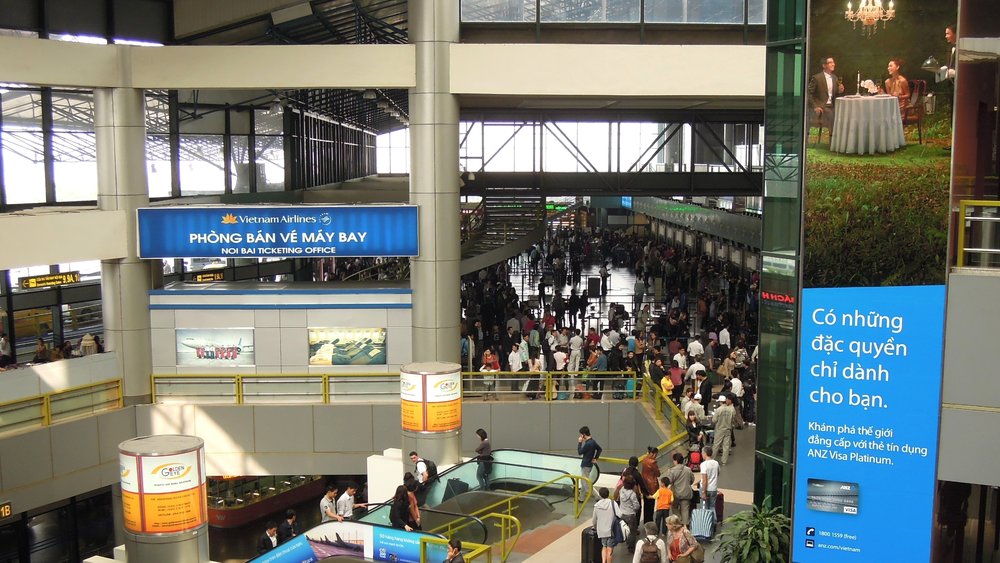 Lines at Noi Bai International Airport, Hanoi