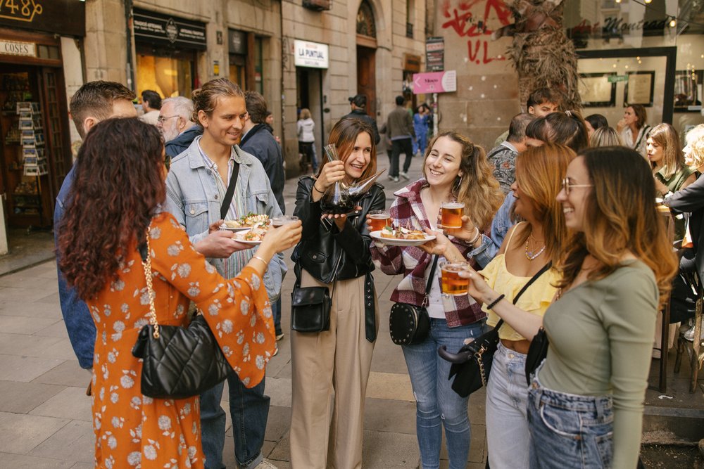 Enjoying tapas and cocktails in a Barcelona food tour