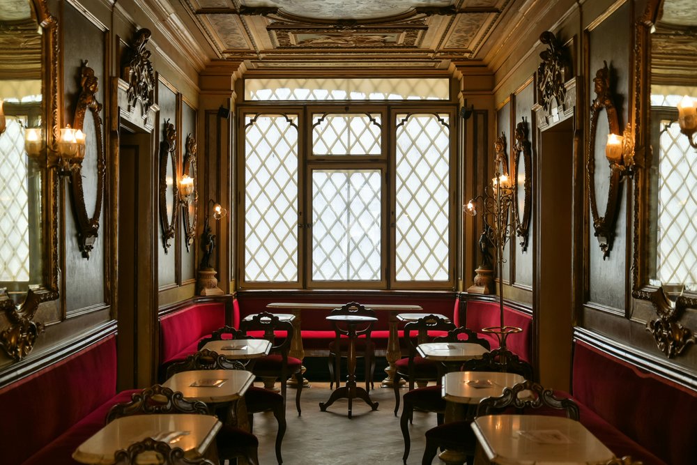 Ornate interior of Caffè Florian, Venice's oldest cafe | Photo Credit: Wikimedia Commons