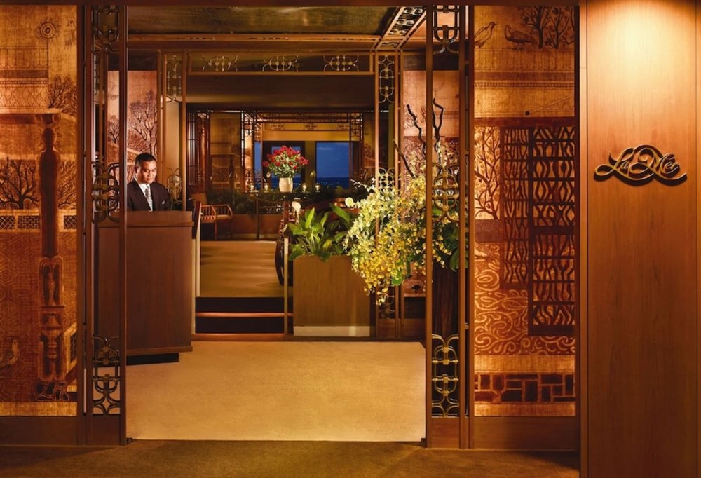 Intricate wooden interior of Halekulani