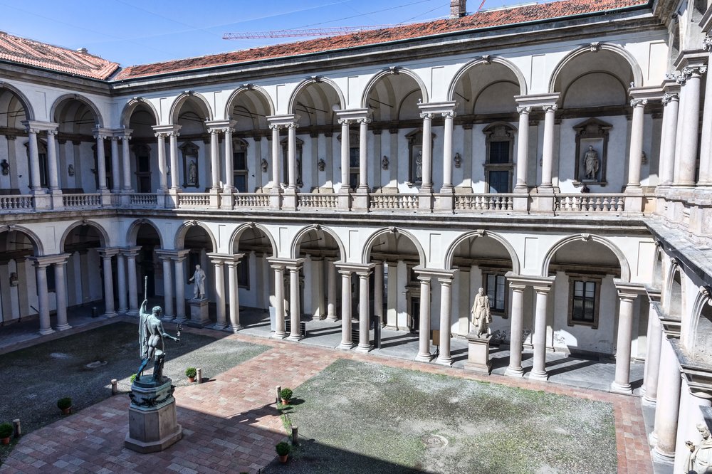 Historic courtyard at Milan’s Brera district | Photo Credit: Wikimedia Commons