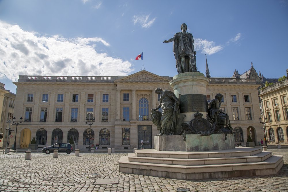 The statue of Louis XV in central Reims