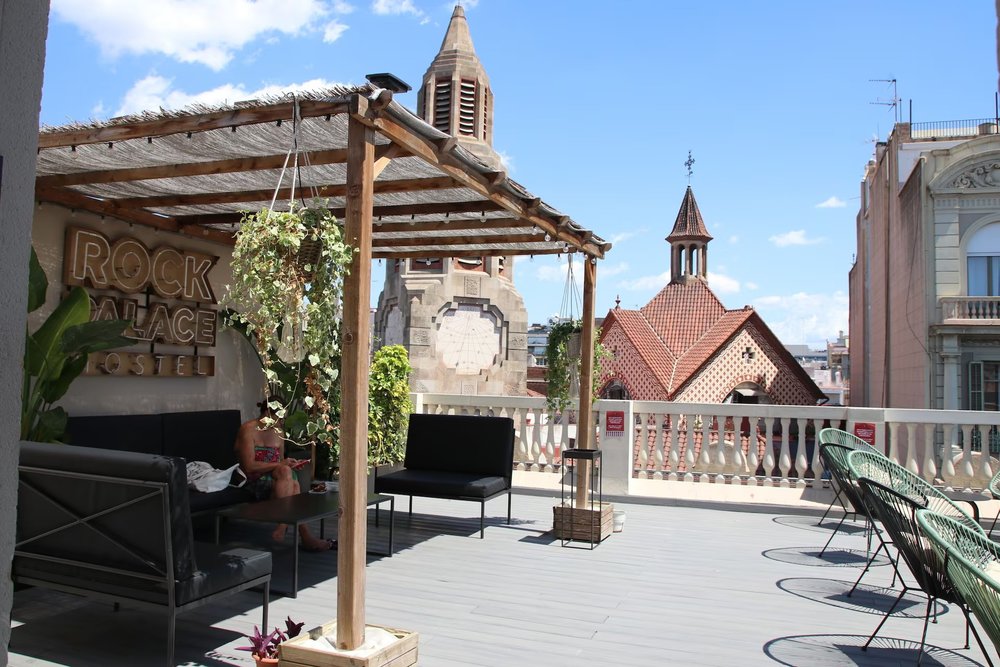Rooftop terrace of Sant Jordi Hostels Rock Palace
