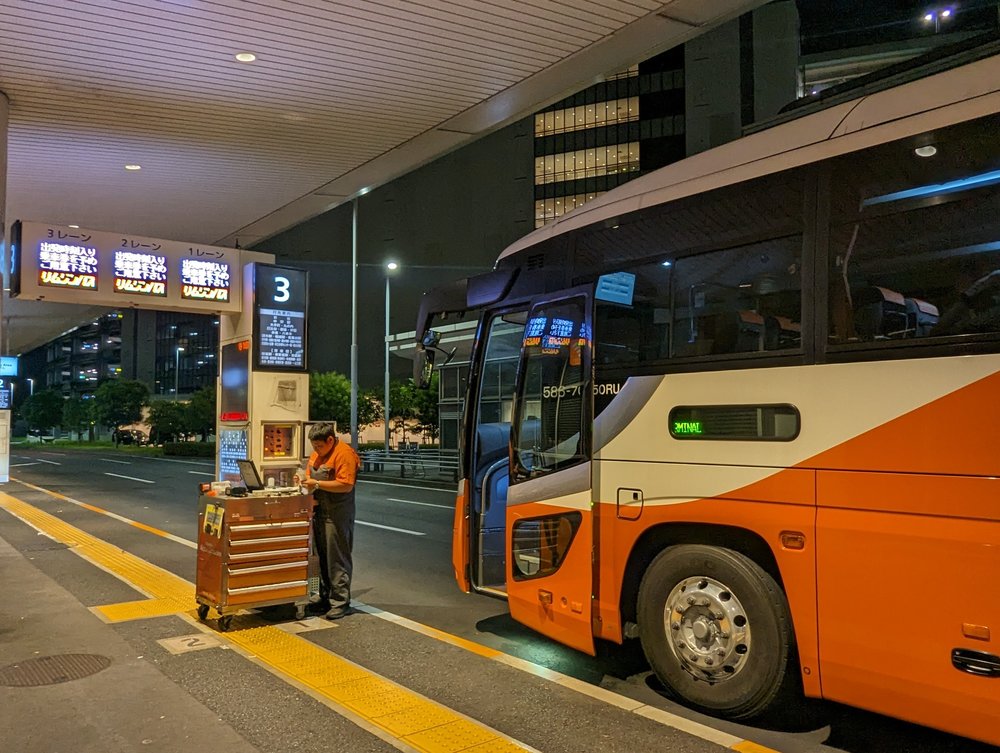Limousine bus in front of Haneda International Airport