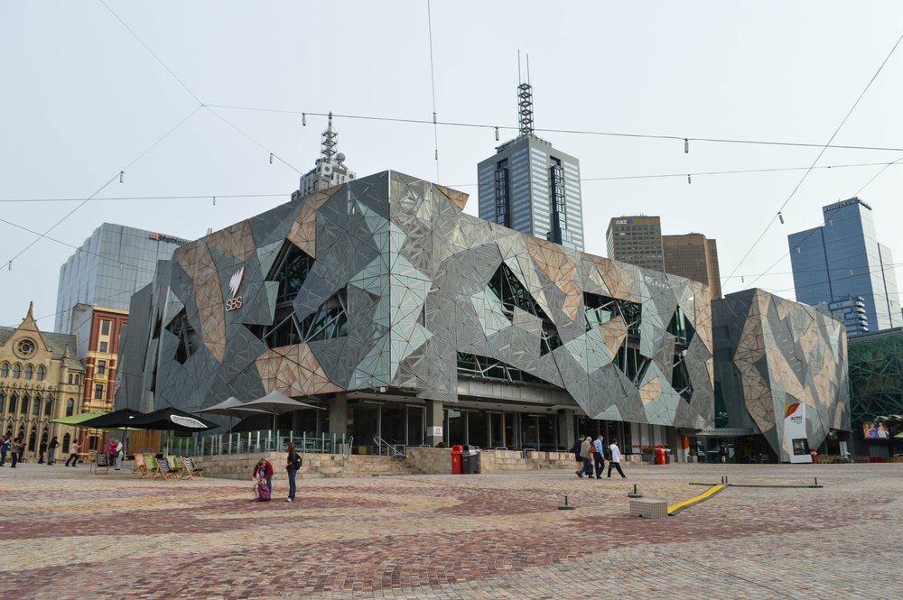 Federation Square architecture in central Melbourne | Photo Credit: Wikimedia Commons