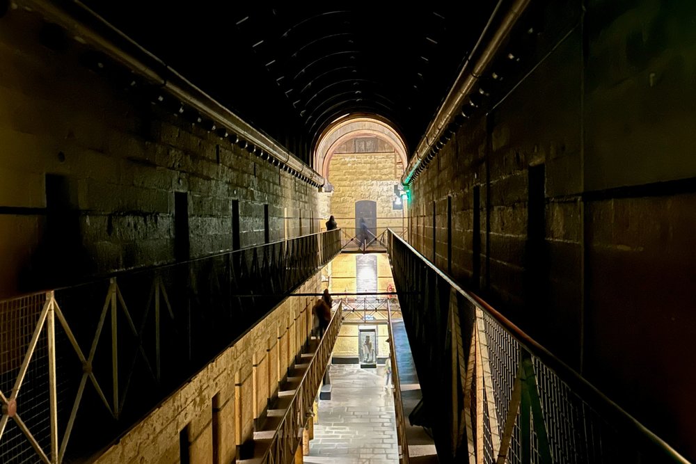 Historic prison corridors at Old Melbourne Gaol