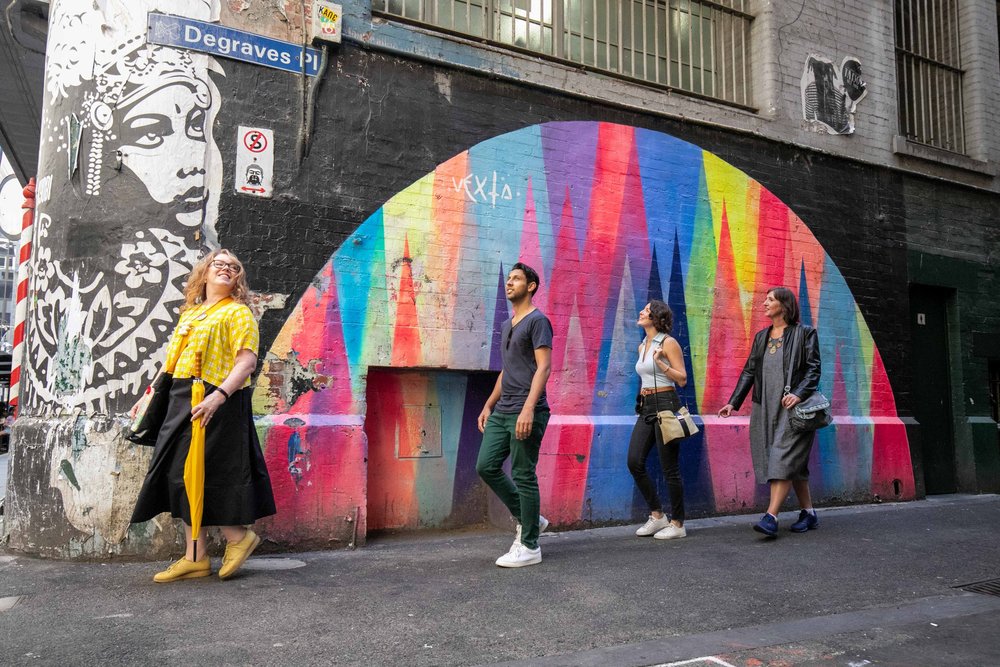 Walking tour through Melbourne’s colourful Degraves Place laneway