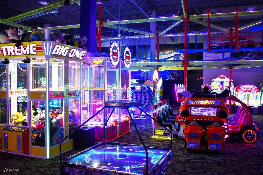 Bright lights of the arcade games in Andretti Indoor Karting & Games