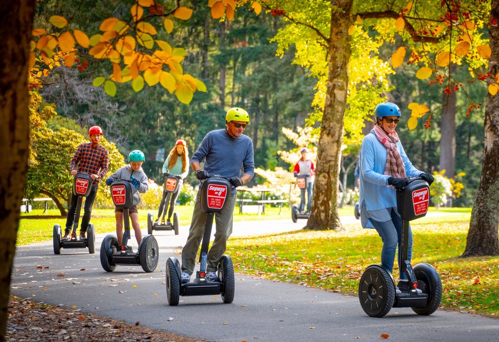 Segway tour through Queenstown gardens in autumn