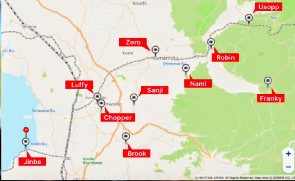 Map of One Piece Statues