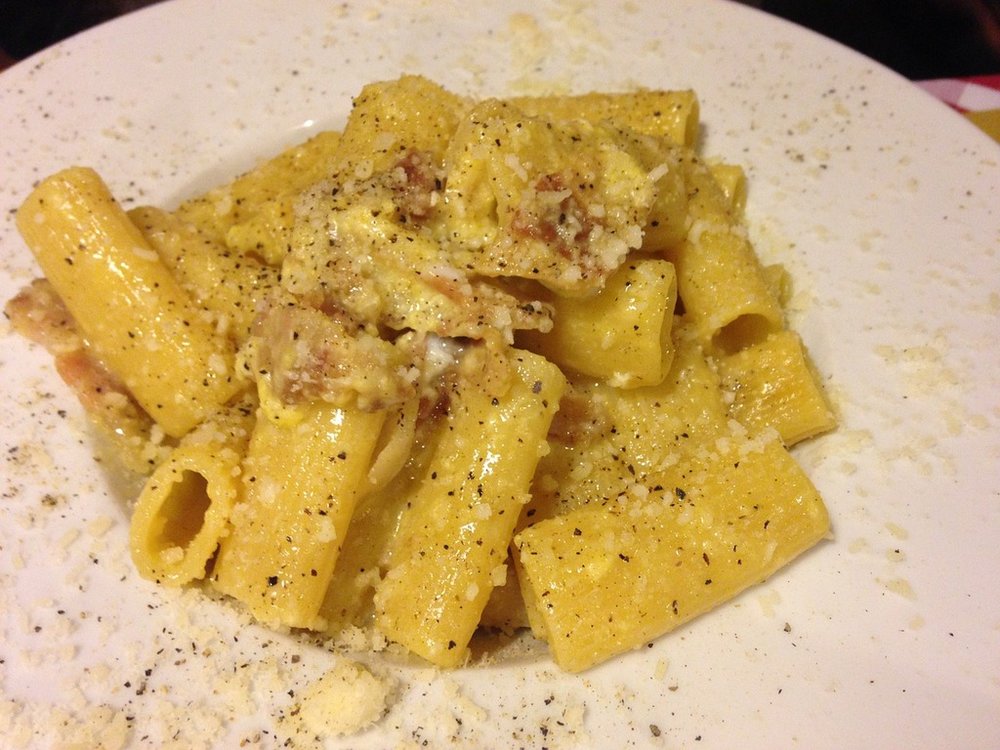 Classic carbonara of Flavio al Velavevodetto
