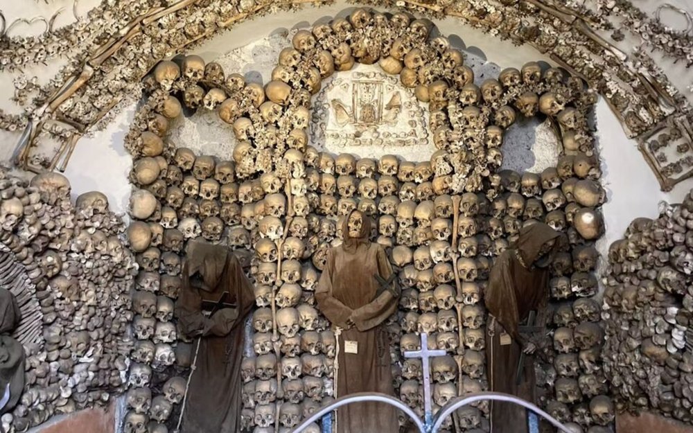The bones of 3,700 Capuchin friars displayed in the Capuchin Crypt in Rome