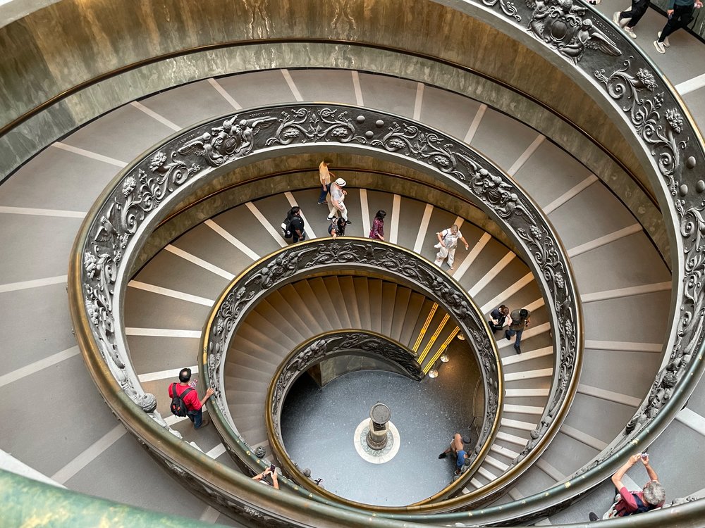 The famous spiral staircase in the Vatican Museum