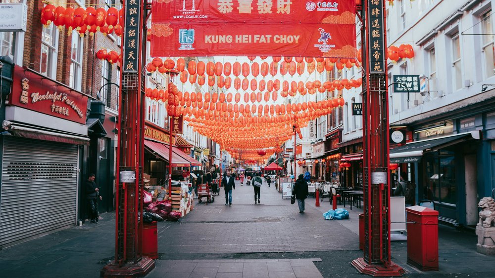Red lanterns on London’s Chinatown | Photo by Artūras Kokorevas on Pexels