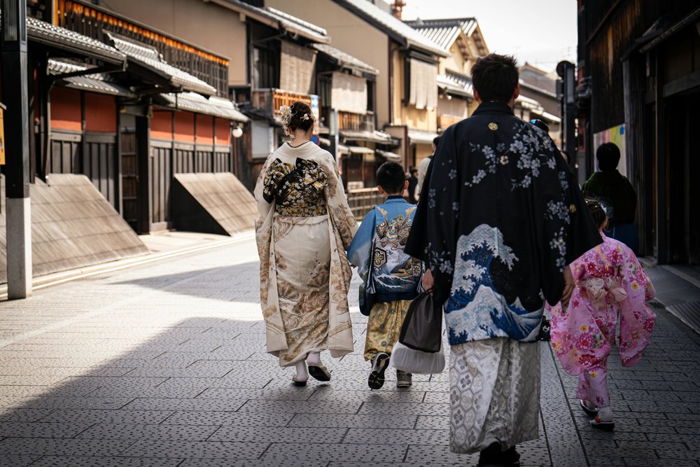 Family wearing kimono in a street in Japan | Photo by G N on Pexels
