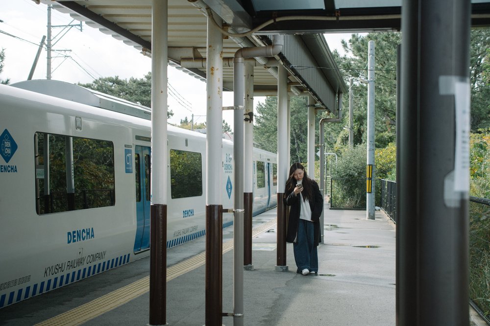 Girl in Japan train station