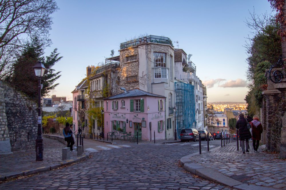 Cobble-stoned street in Montmartre