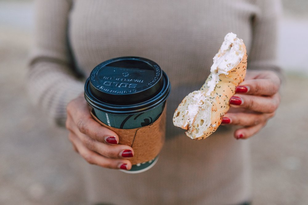 The perfect combo: bagel and coffee | Photo by RDNE Stock project on Pexels