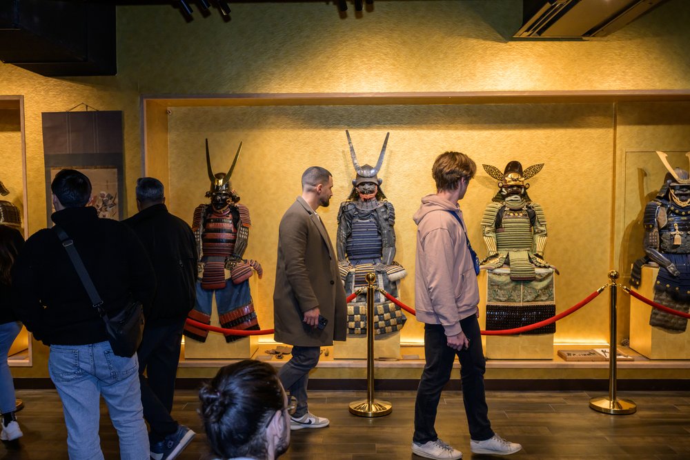 people visiting samurai museum in Asakusa