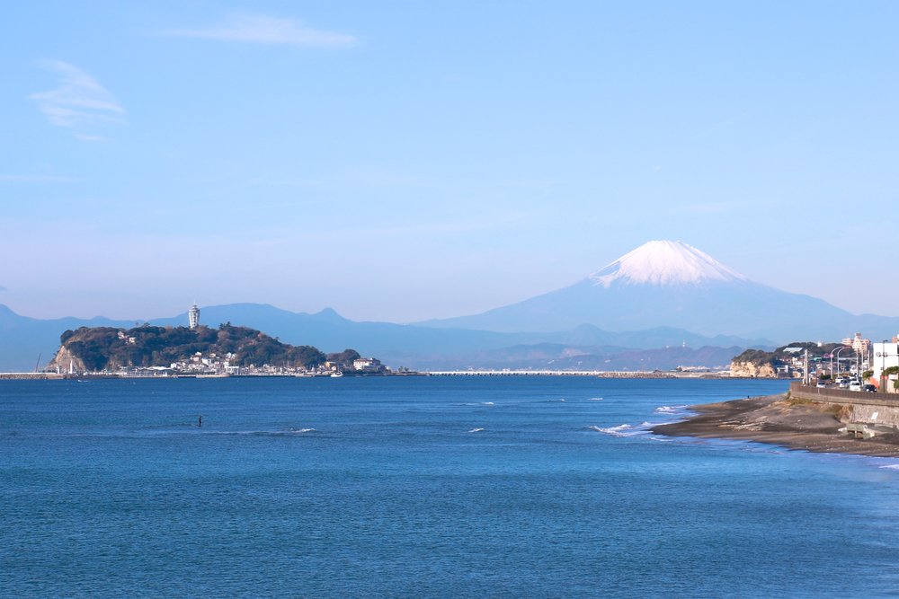 Enoshima Island with views of Mount Fuji