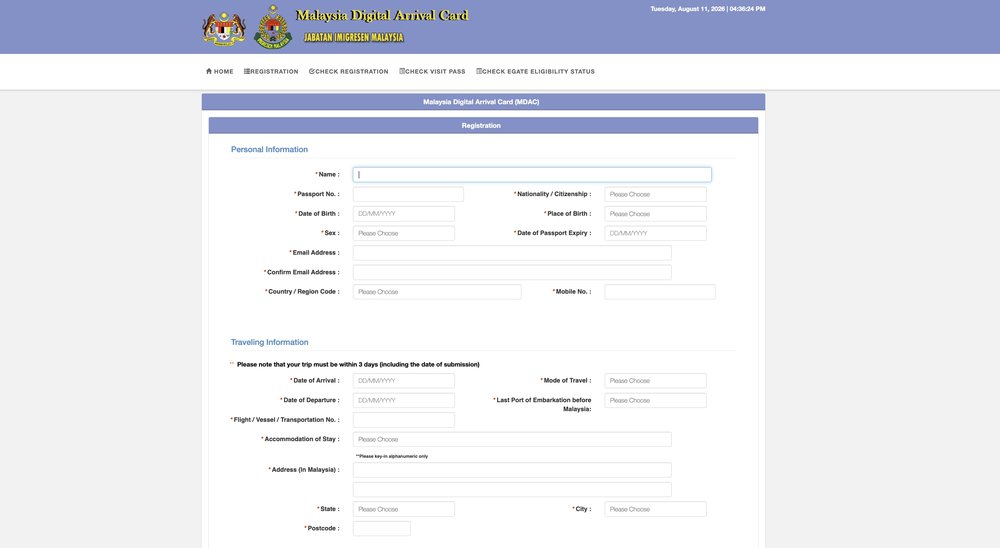 Malaysia Digital Arrival Card