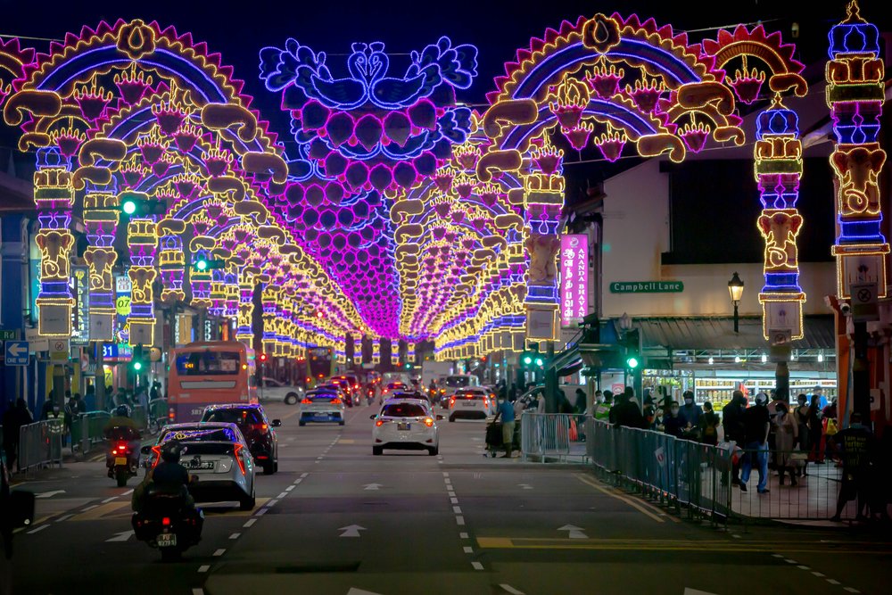 deepavali decorations in little india, singapore