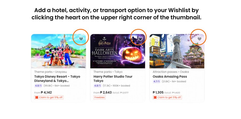 how to add to wishlist on klook