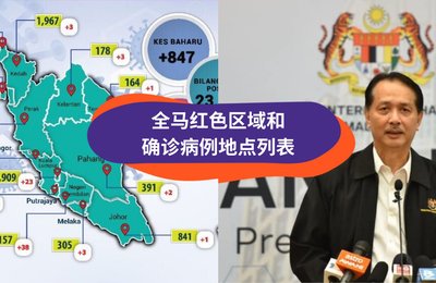 全马红色区域和出现确诊病例的地点大公开,CMCO延长至11月9日!