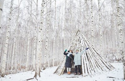 韓國江原道冬季雪白秘境一日遊!忘憂白樺森林&暖心養身土法雞鍋&九峰山夜景