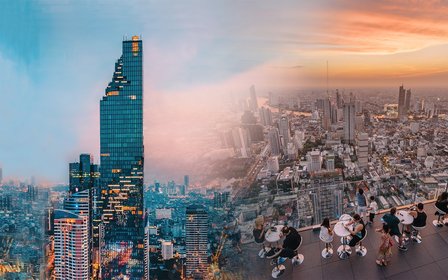 Thailand's tallest observatory — Ride a multimedia elevator to the 74th floor of King Power Mahanakhon for sweeping 360-degree views of Bangkok.