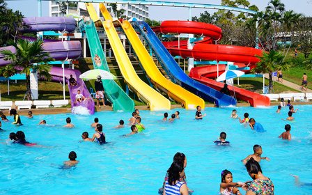 Explore a variety of giant water slides and whirlpools located right next to Pattaya Beach