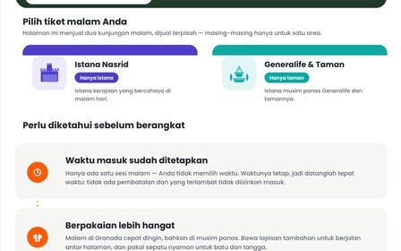 Maklumat penting sebelum menempah tiket