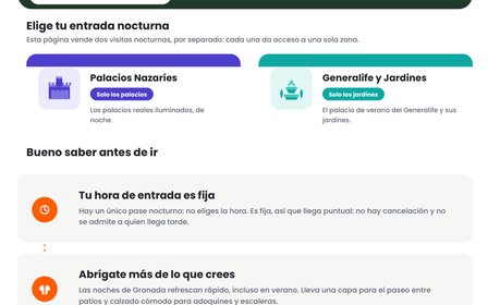 Información importante antes de reservar entradas