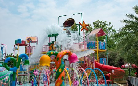 Thrills and Hollywood shows — Ride the hair-raising Sky Coaster and bumper cars, then catch daredevil stunts at the Hollywood Action show