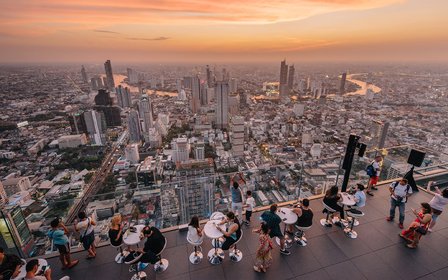 Sunset and night skyline views — Visit in the late afternoon for a golden-hour sunset or after dark for Bangkok's glittering night lights.