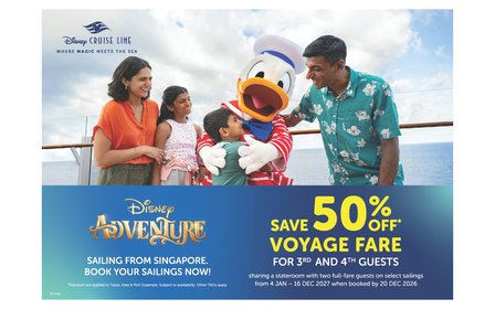 Enjoy 50% off Voyage Fare for 3rd & 4th Guests