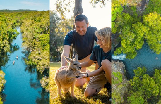 Noosa Everglades | Credits to Tourism and Events Queensland; Australia Zoo | Credits to Visit Sunshine Coast; Kondalilla Falls| Credits to Visit Sunshine Coast 