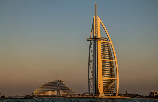 burj al arab at sunset
