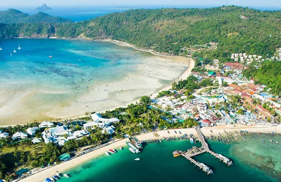 Top view of the Phi Phi Islands