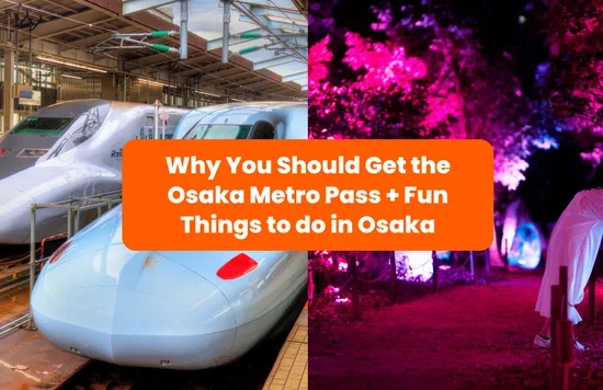 osaka bullet train and woman touching light at garden