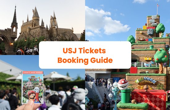 3 collage photo showing attractions in universal studios japan