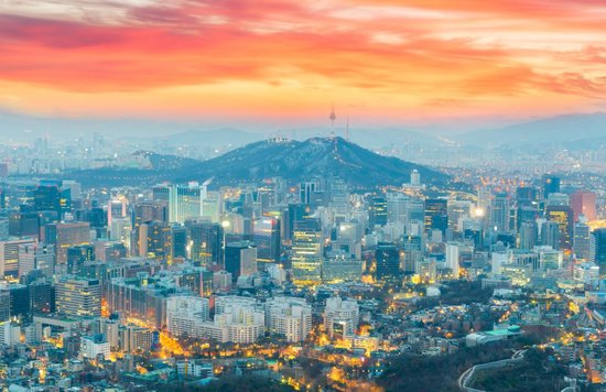 韓国　ソウルの街とソウルタワー