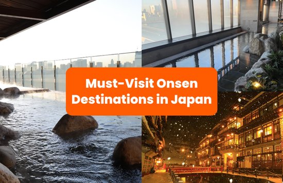 a collage of onsen in Japan