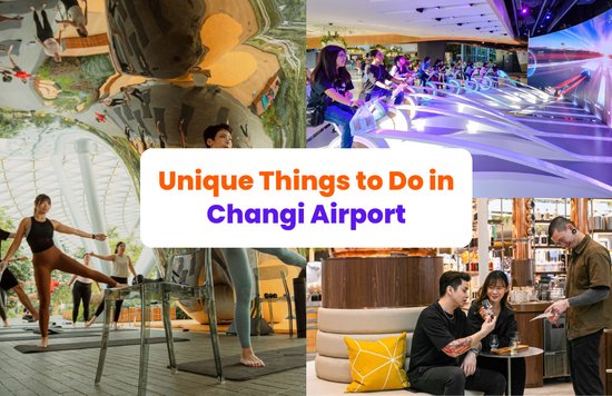 collage of photos showing fun activities you can do in changi airport