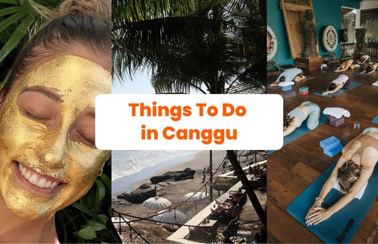 collage of activities to expect in canggu